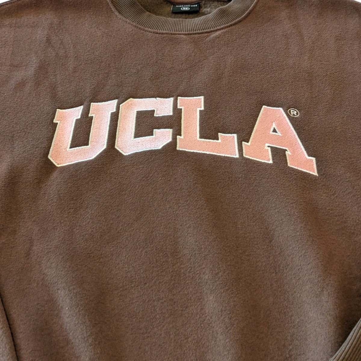 HYPE AND VICE UCLA Pink Block Offside Crewneck Brown
