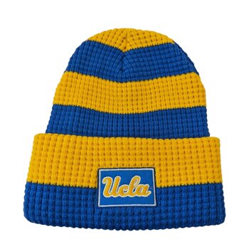 Fan Favorite UCLA Script Horizontal Thermal Gold and Blue Beanie
