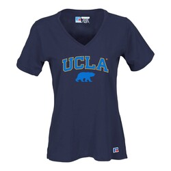 Russell Athletic UCLA Block Bruin Ladies V-Neck Tee Navy