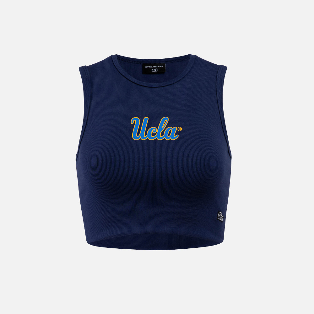 HYPE AND VICE UCLA Script Cut off Tank Top Navy