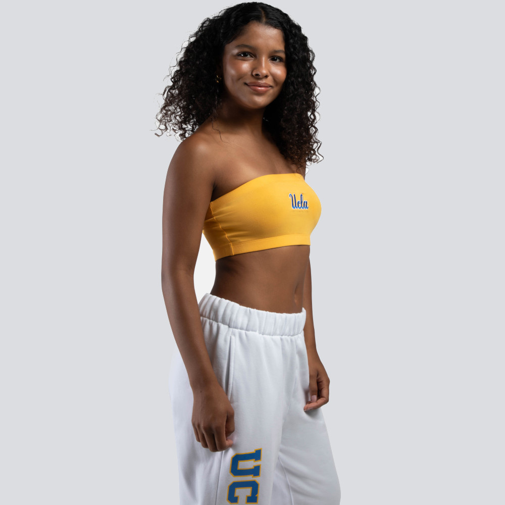 HYPE AND VICE UCLA Script Yellow Bandeau Top
