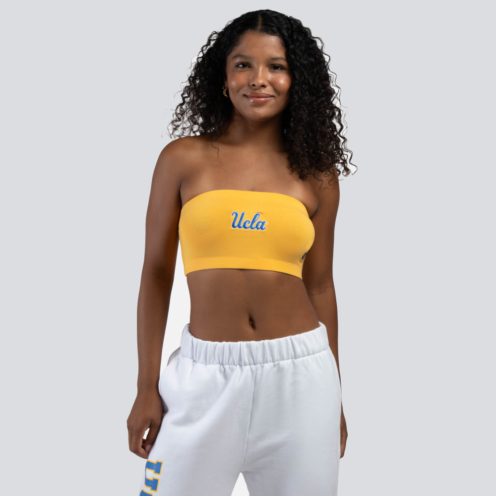HYPE AND VICE UCLA Script Yellow Bandeau Top