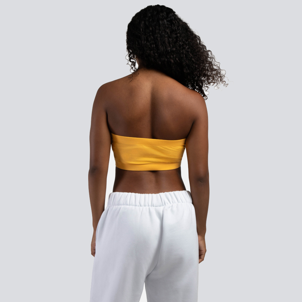 HYPE AND VICE UCLA Script Yellow Bandeau Top
