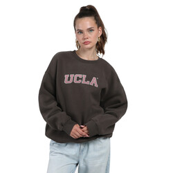 HYPE AND VICE UCLA Pink Block Offside Crewneck Brown