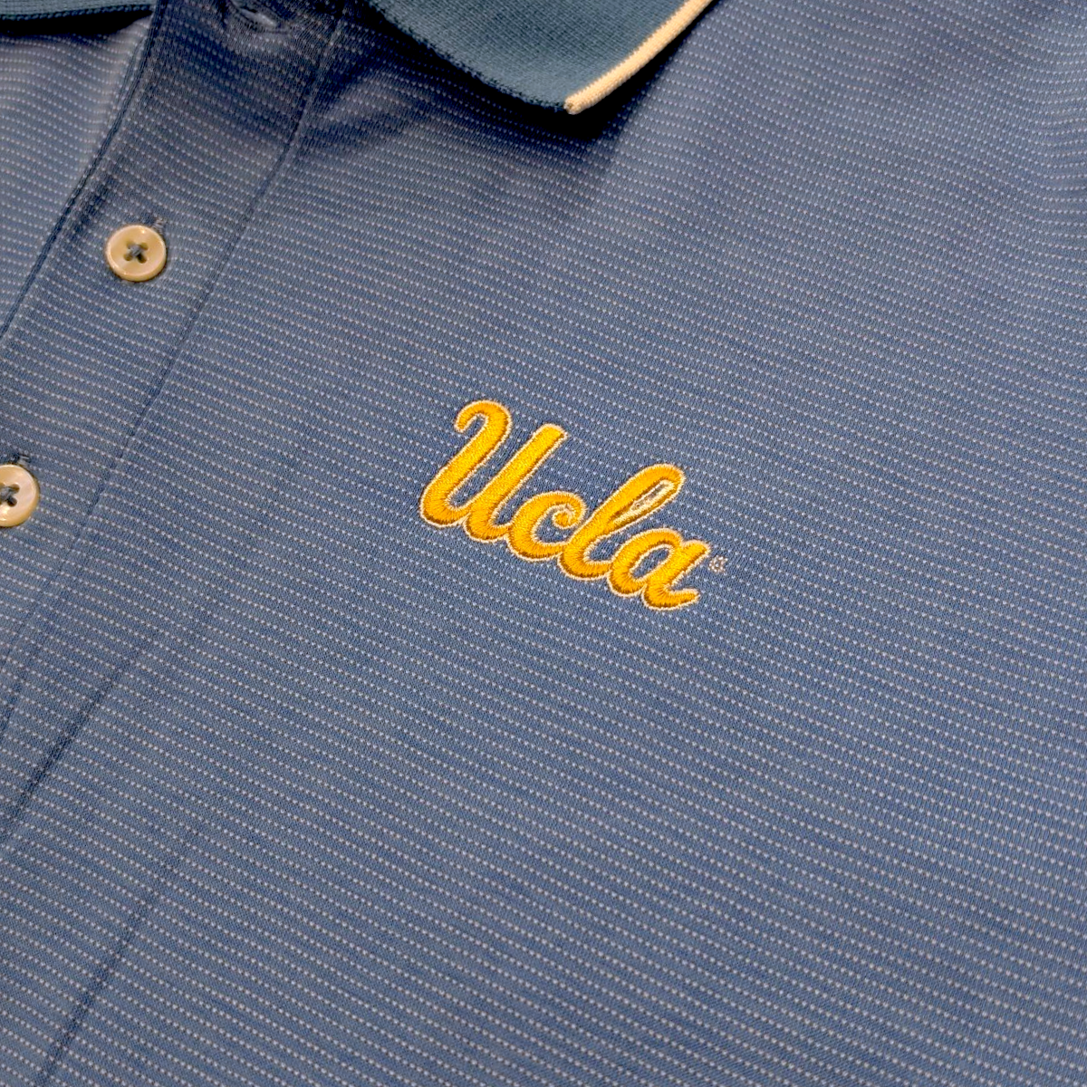 vansport UCLA Script Pima Nailhead Stripe Polo