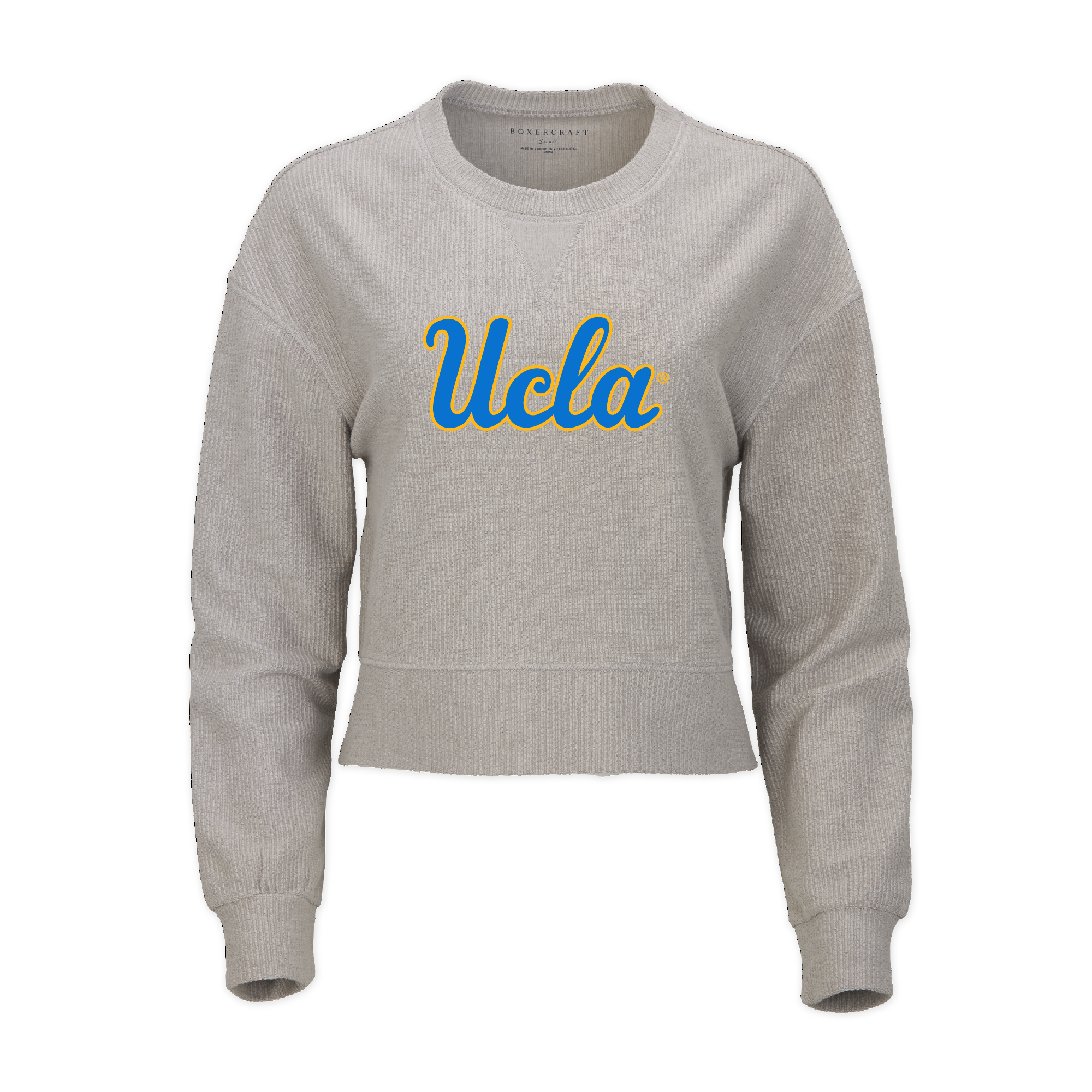 Boxercraft UCLA Script Rib Knit Corded Boxy Crew