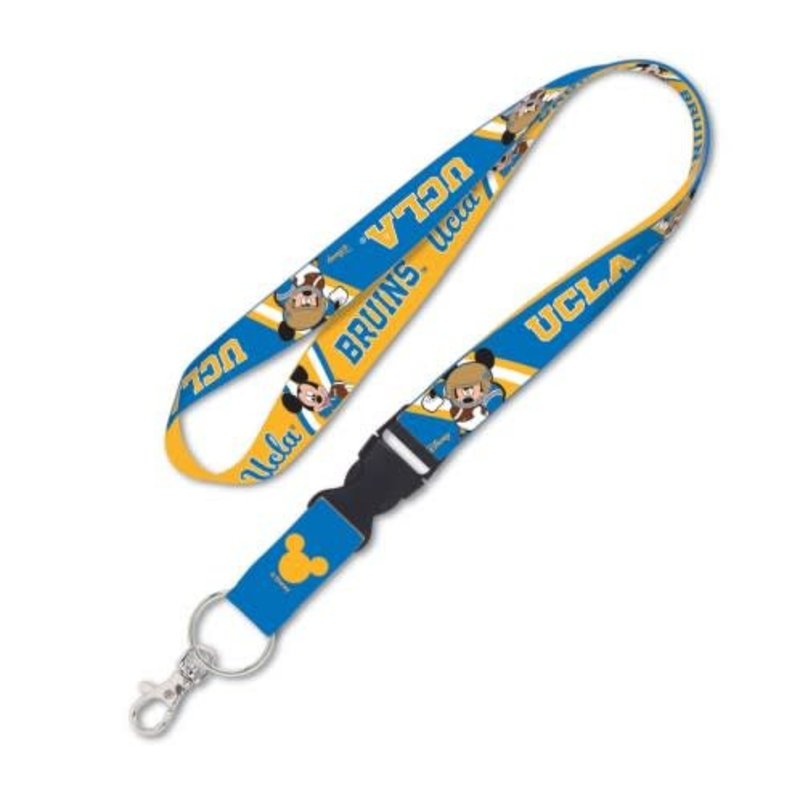 Disney Pin Trading 1 Inch Wide Lanyard Blue Ribbon Mickey Mouse Metal Clasp  L2