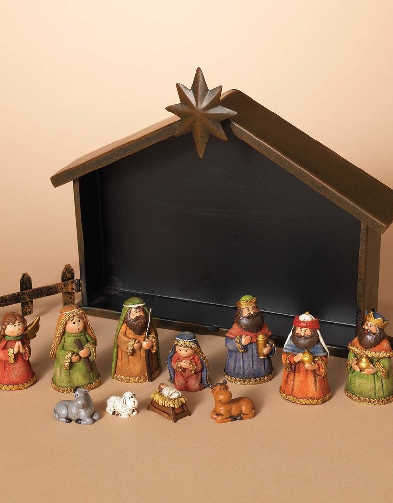 Resin Nativity In Red Set Of 11