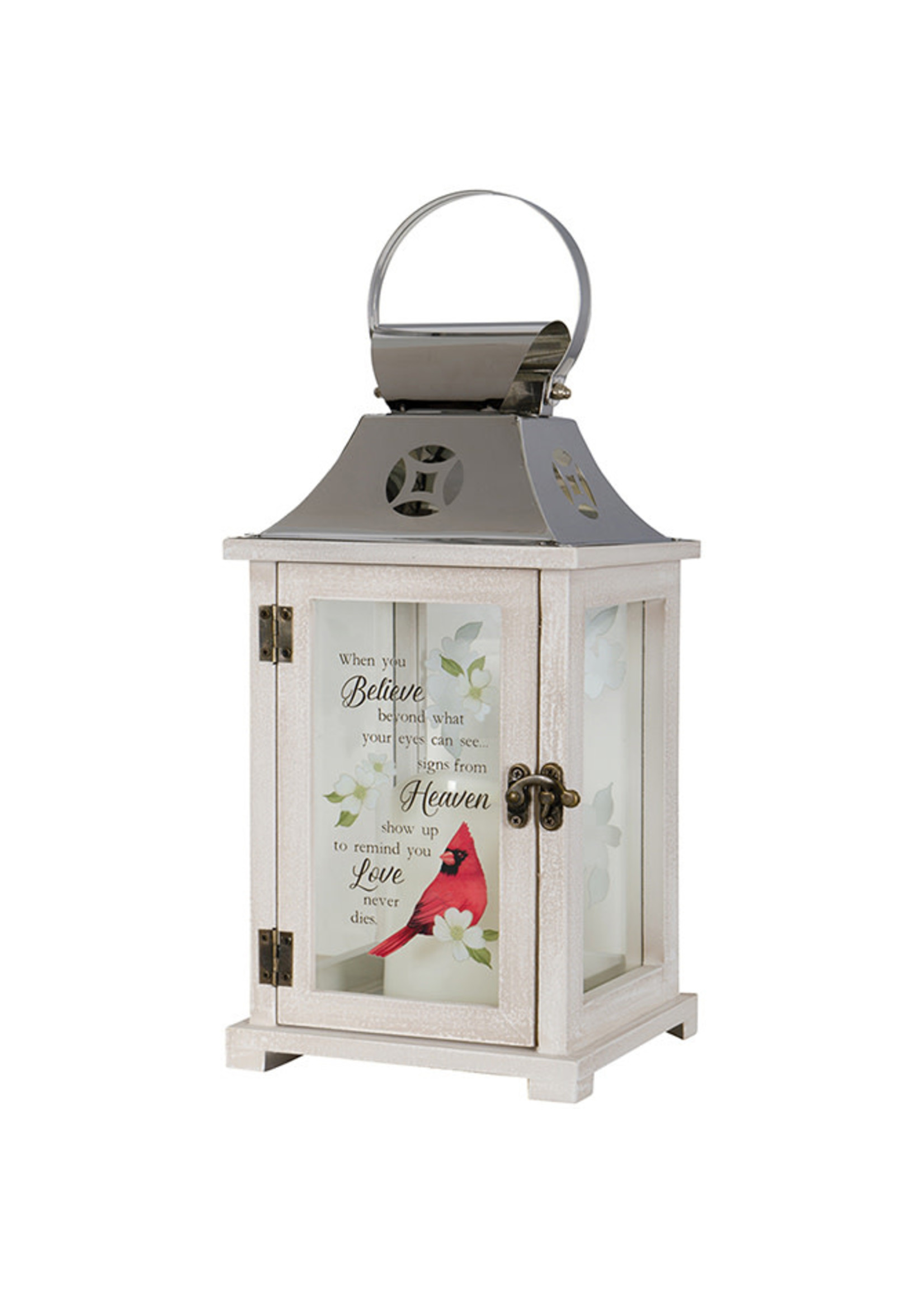 Carson Home Accents 15" Silver Top Lantern - Cardinal Heaven