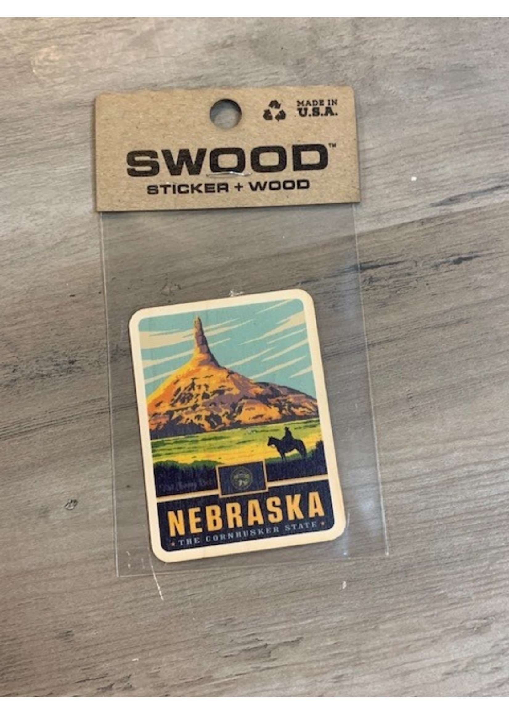 M&W Design Co Nebraska Swood Wood Sticker