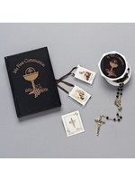 Communion Set Rosary, Book, Pin, Scaplr