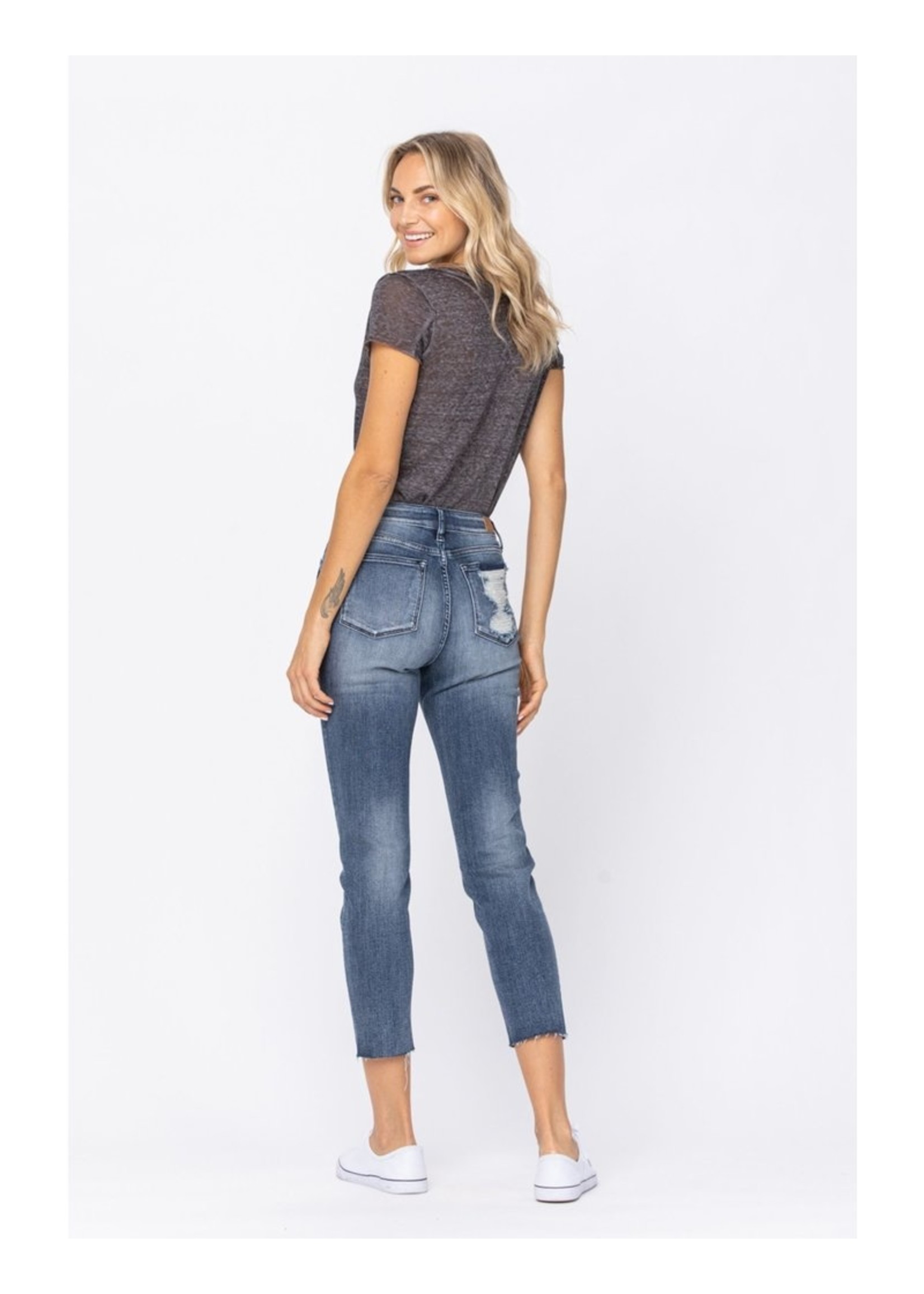 Judy Blue High-Rise Raw Hem Relaxed Fit