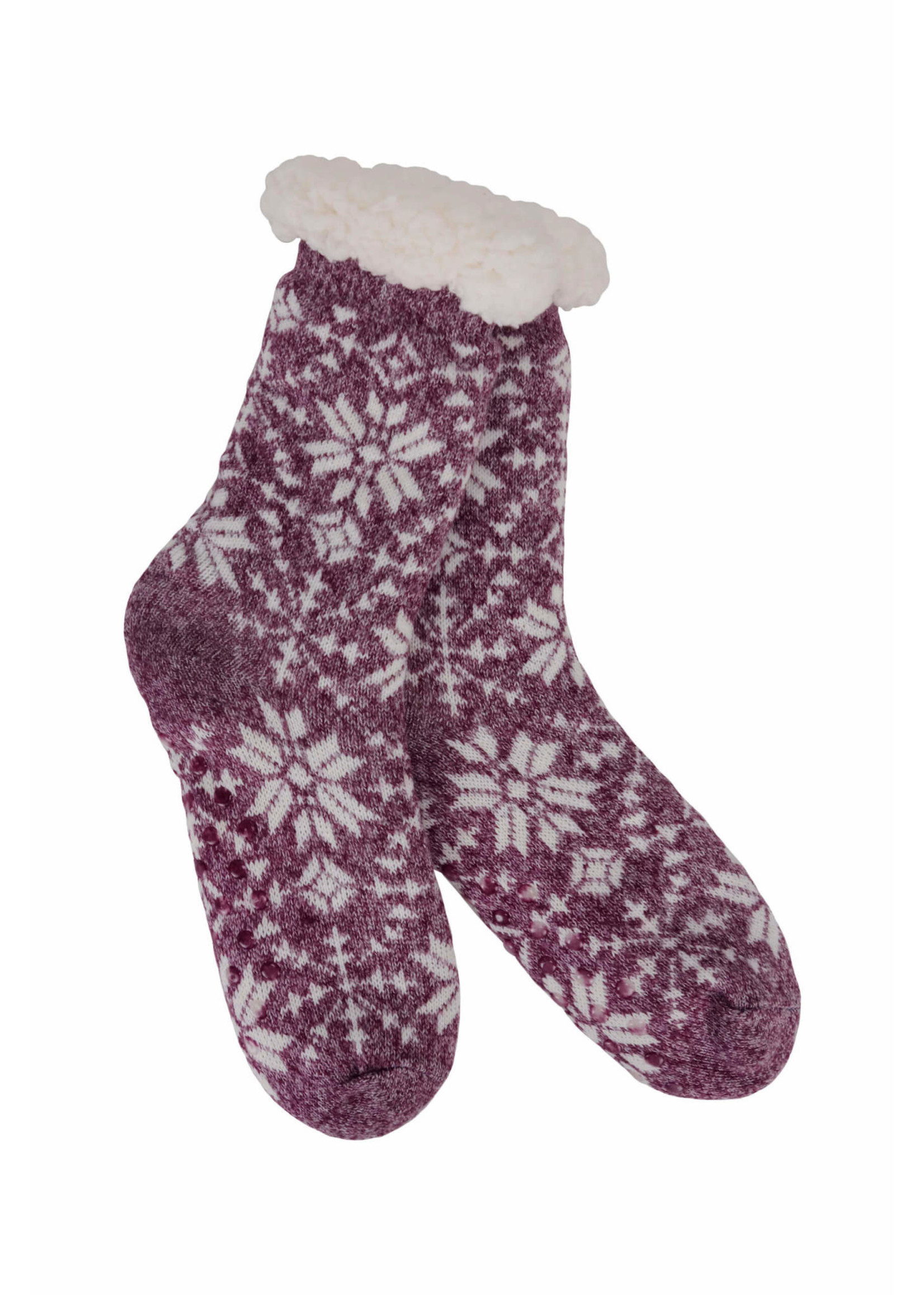 Fashion by Mirabeau Heather Blend Snowflake Knit Thermal Slipper Socks