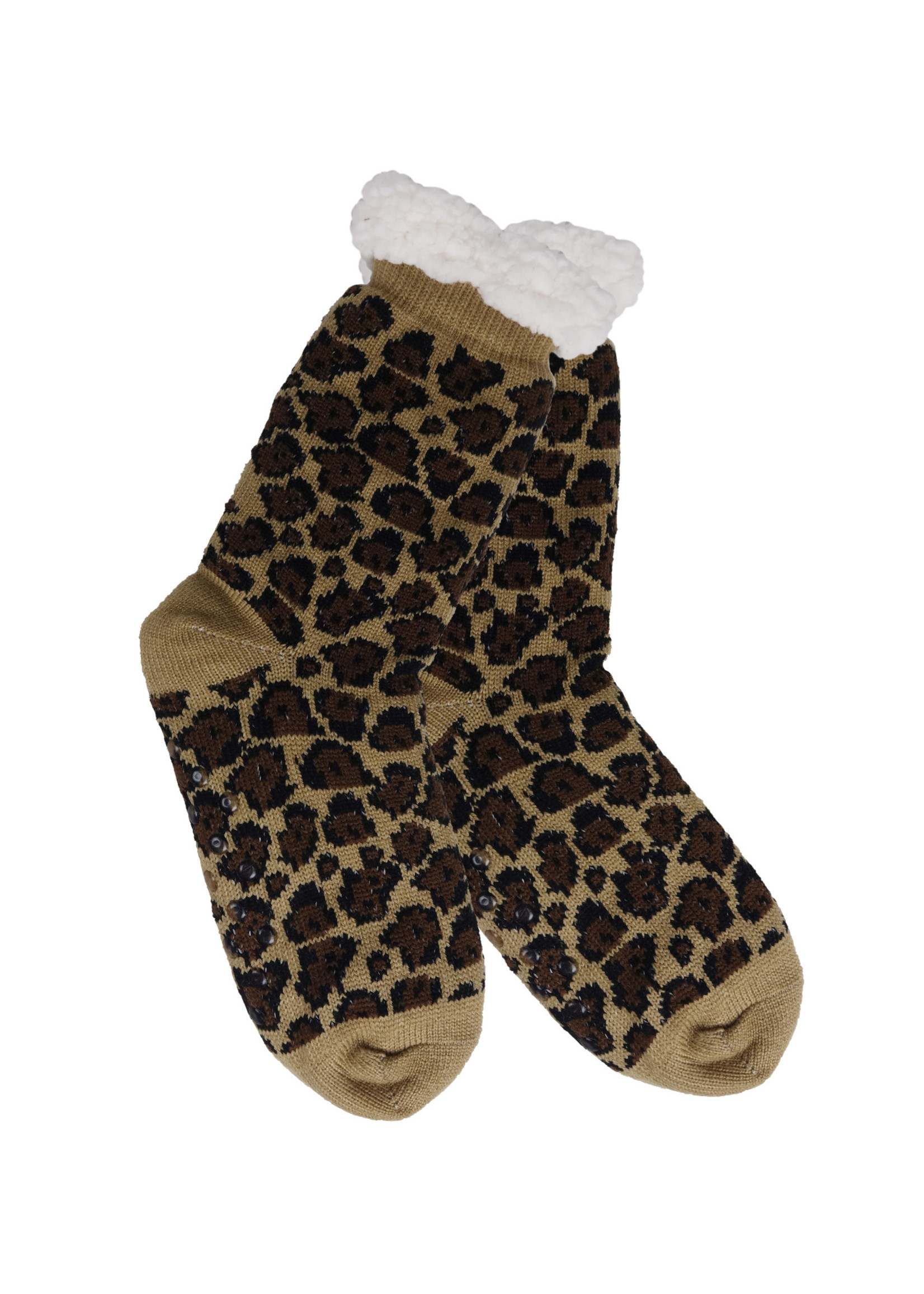 Fashion by Mirabeau Leopard Print Thermal Slipper Socks