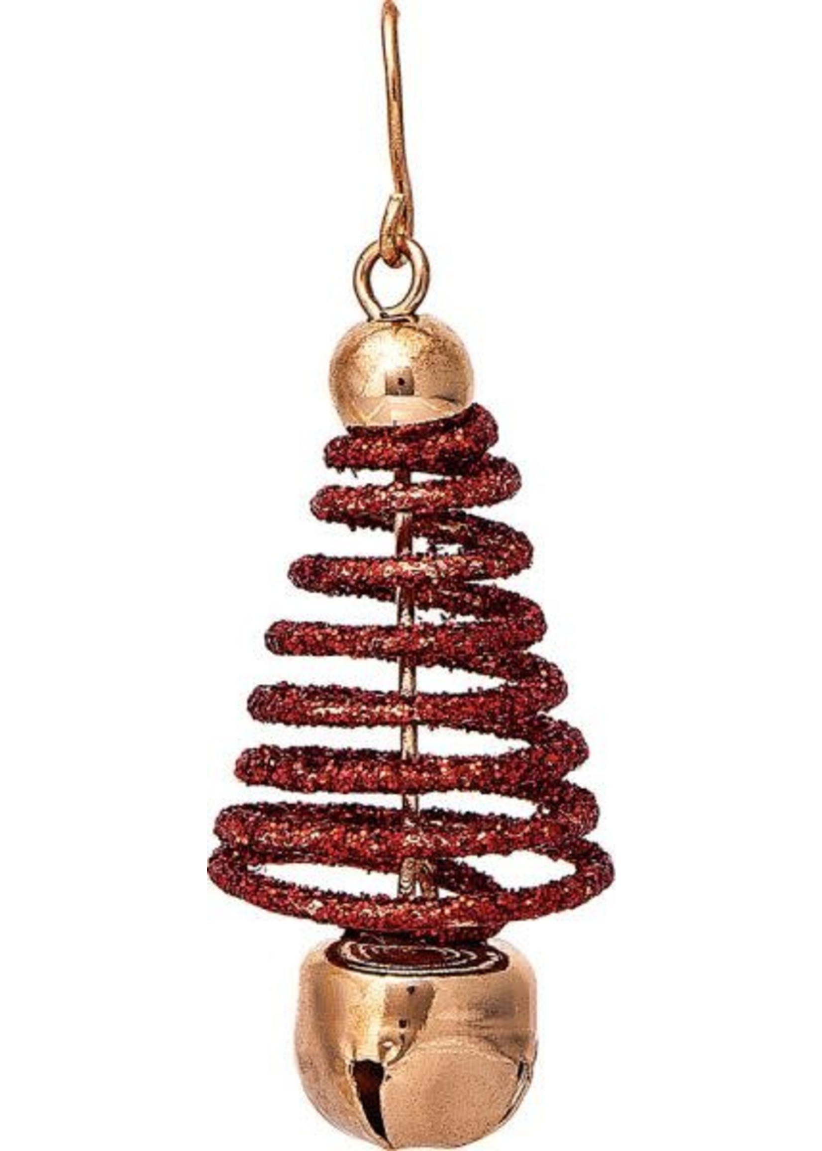 Rain Jewelry Gold Bell Red Spiral Tree Christmas Earring
