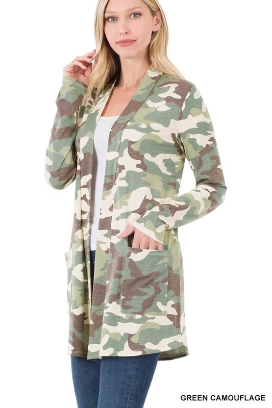 Camouflage Open Cardigan - All Seasons 