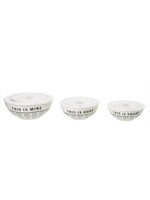 Totalee Gift Yours, Ours, Mine Cereal Bowl with Lids, Set of 3