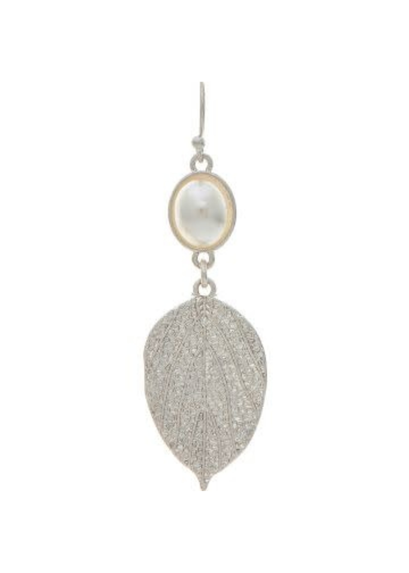 Rain Jewelry Silver Pearl Drop Leaf Earring