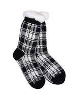 Fashion by Mirabeau Black & White Scottish Plaid Thermal Slipper Socks