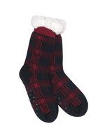 Fashion by Mirabeau Red & Black Scottish Plaid Thermal Slipper Socks