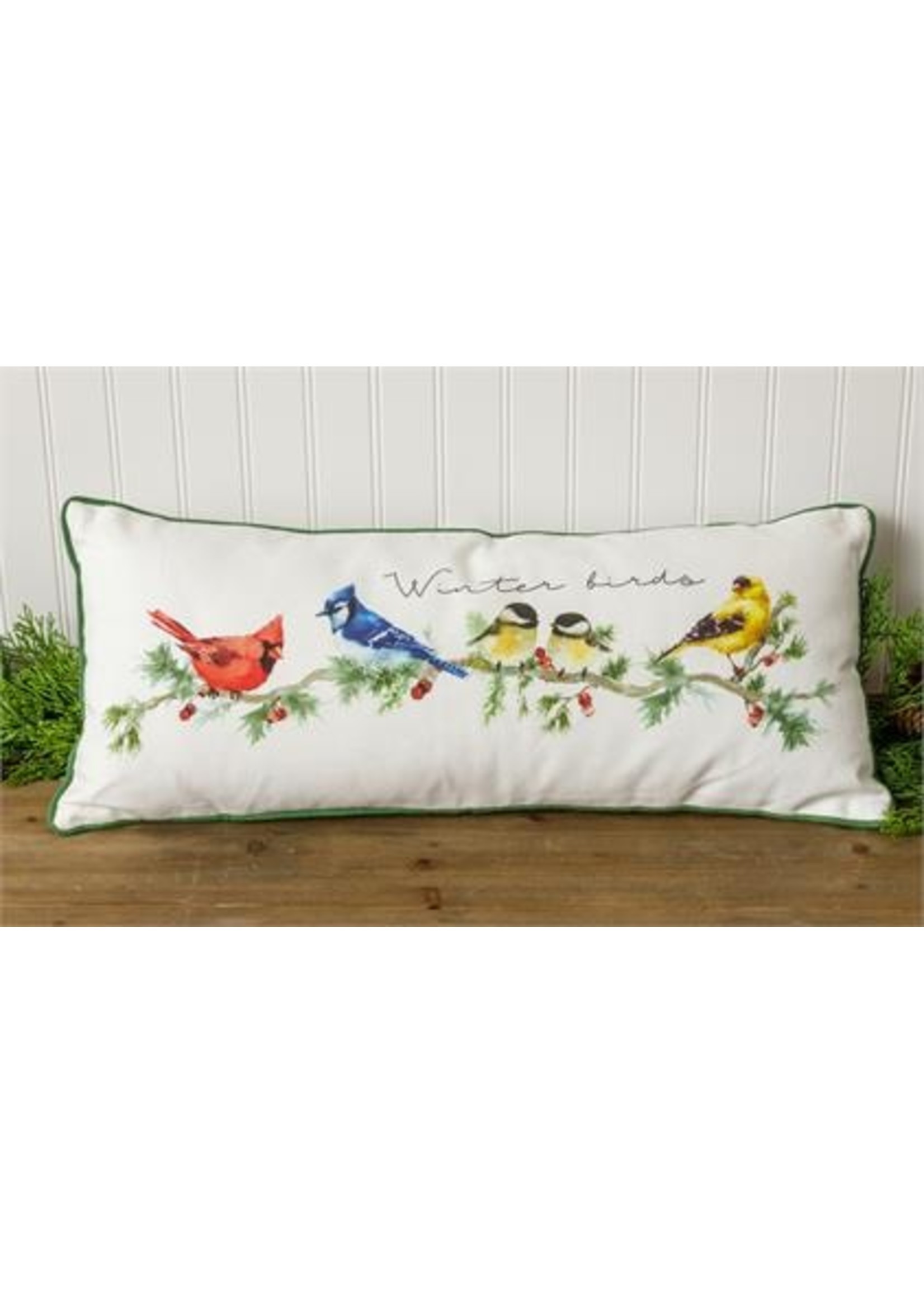 Audrey's Winter Birds Lumbar Pillow