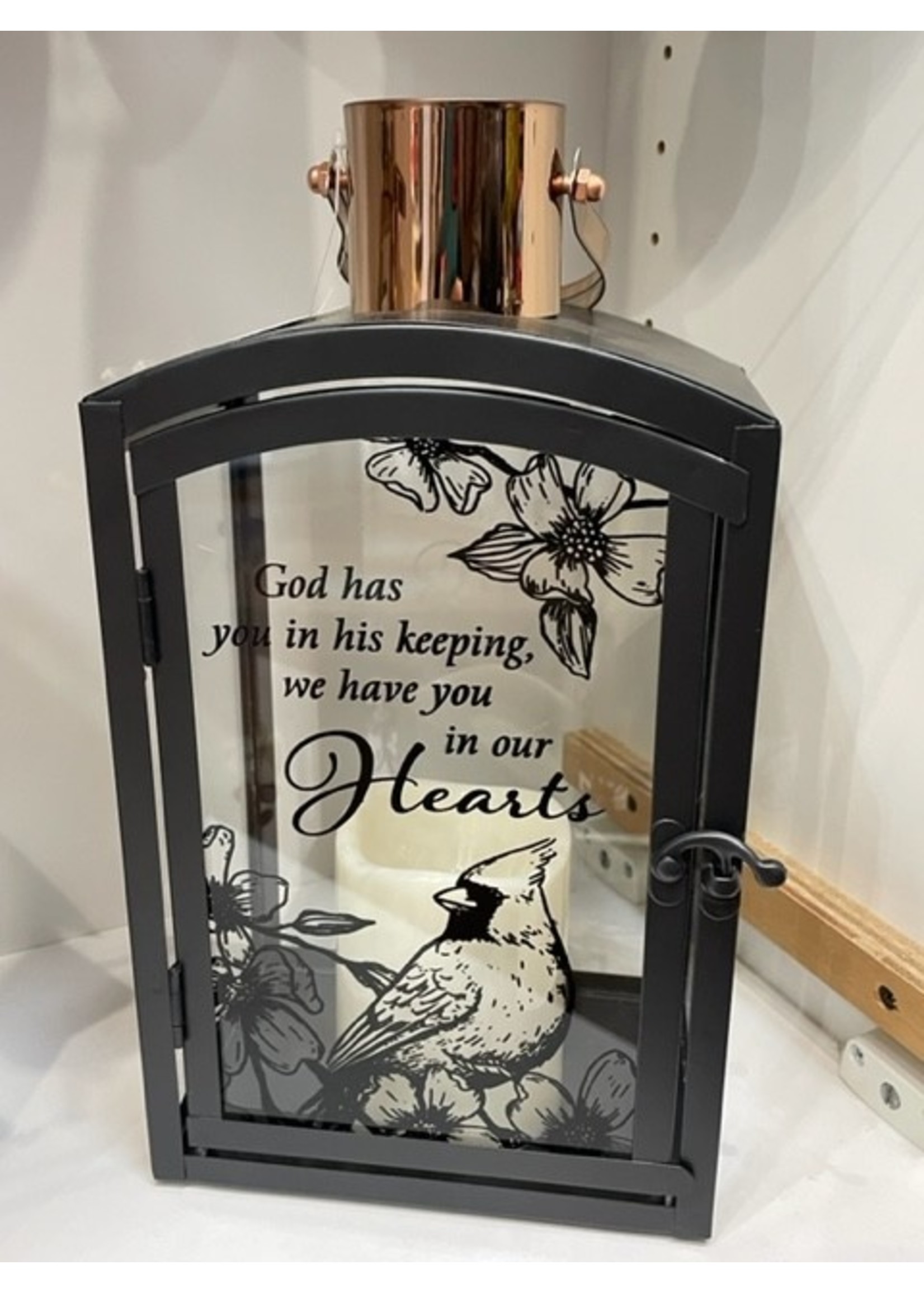Carson Home Accents Black Metal Lantern with Copper Top