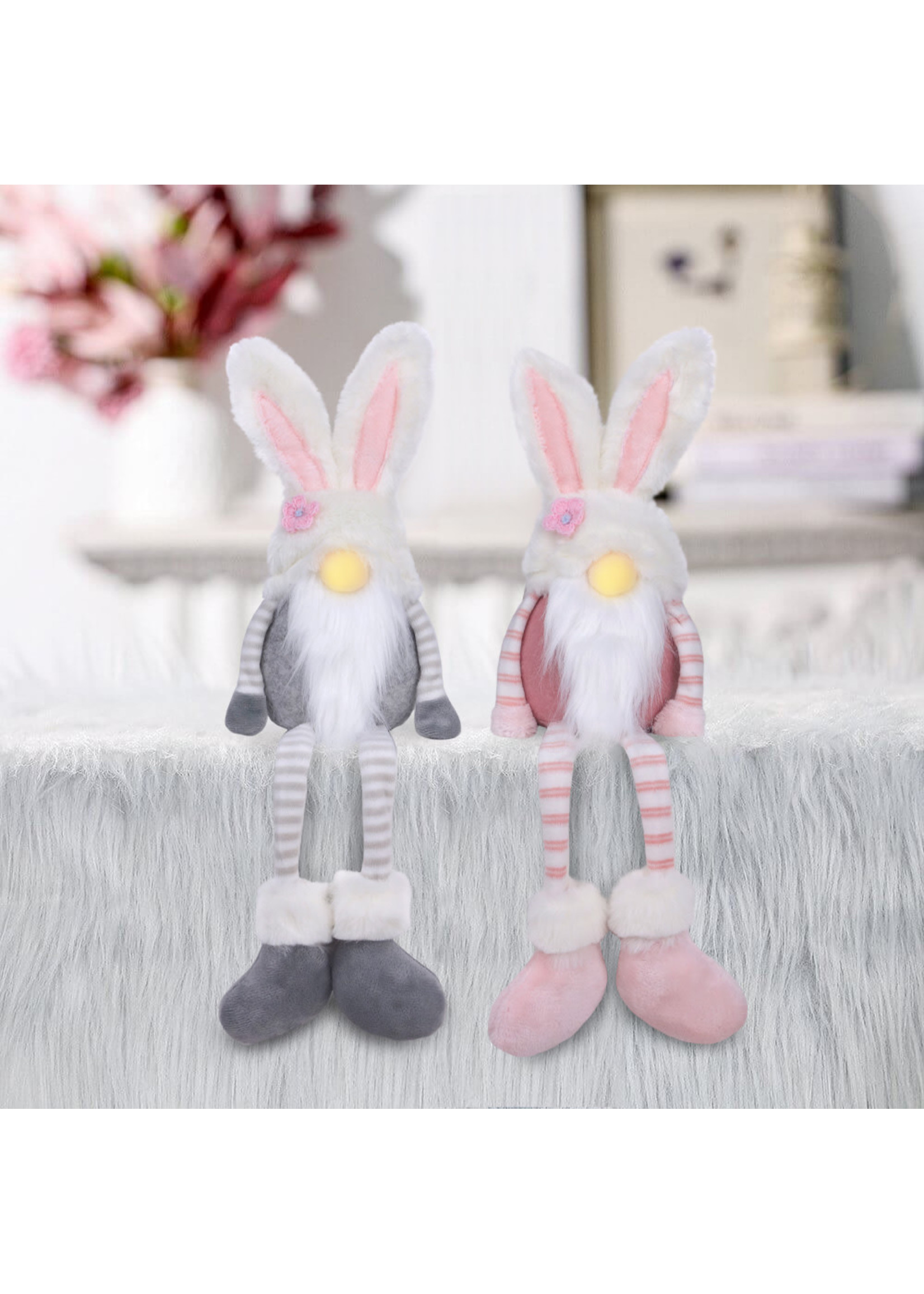 Easter Bunny Gnome Dangle Legs with LED Nose