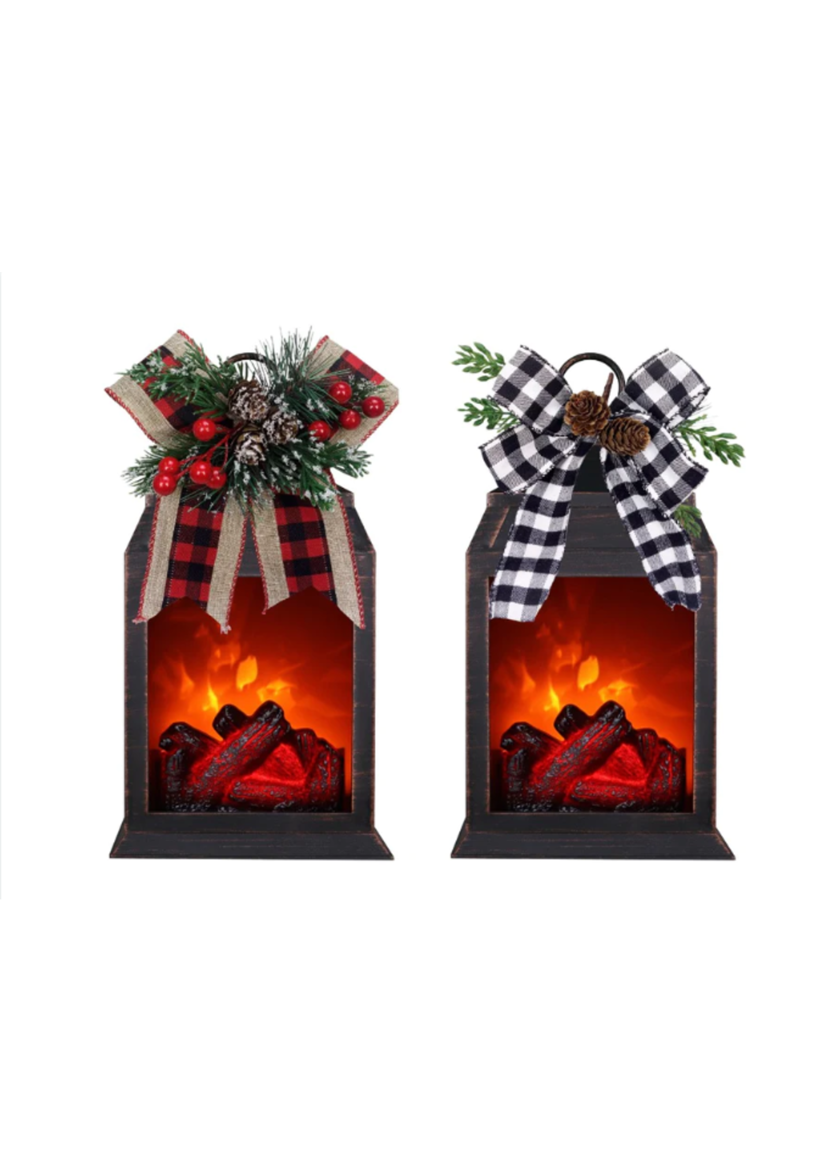 Christmas is Forever 12" Christmas Time Fireplace Lantern