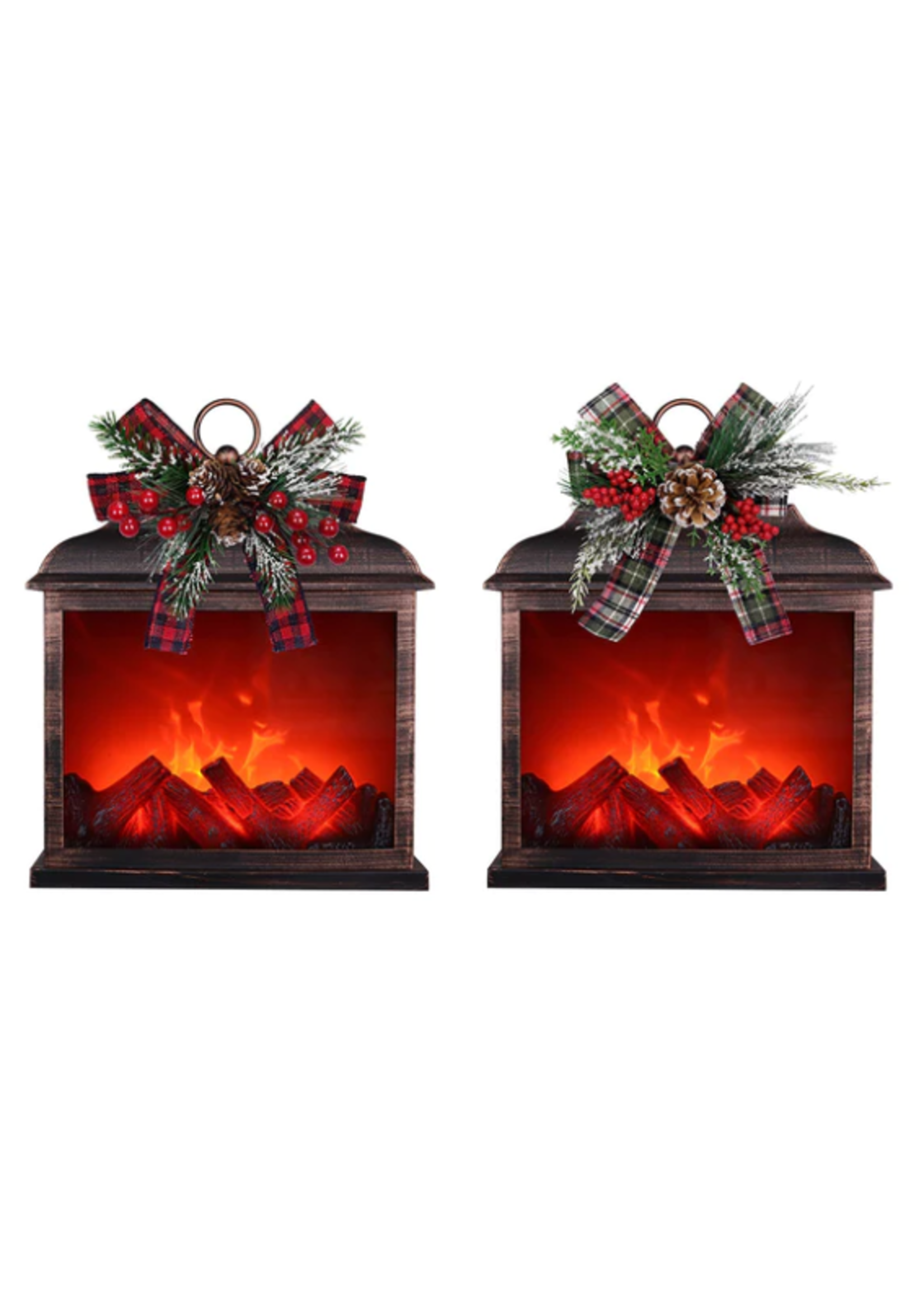 Christmas is Forever 15" Christmas Time Fireplace Lantern