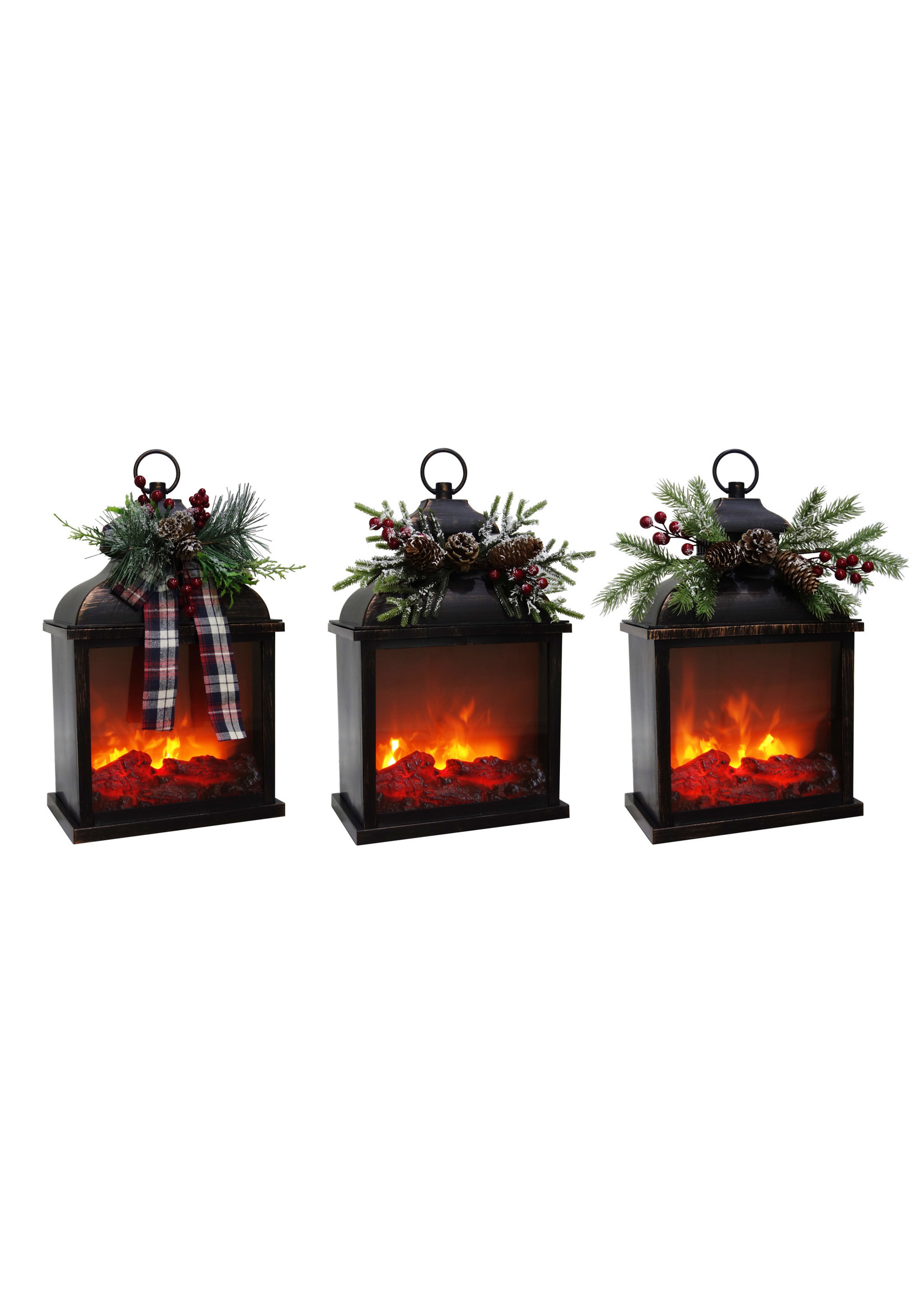 Christmas is Forever 9.8"x15" Bronze Christmas Greens Fireplace Lantern