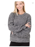 Zenana Women's Sweater-Charcoal