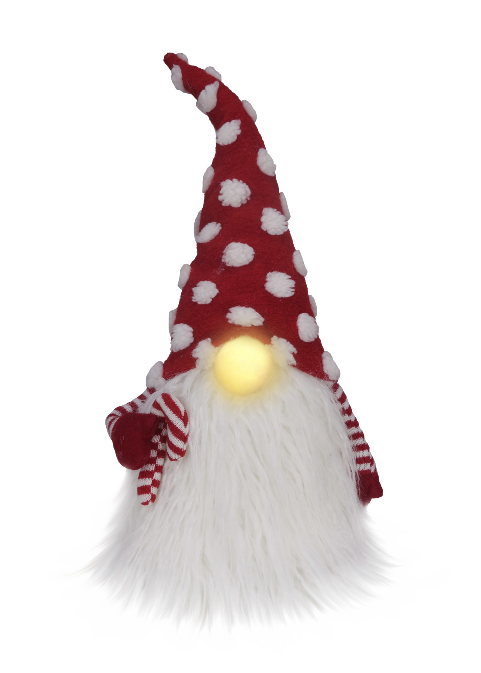 Christmas is Forever 18" LED Plush Candy Cane Gnome Shelf Sitter