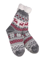 Fashion by Mirabeau Snowflake Sparkle Deer Thermal Slipper Socks