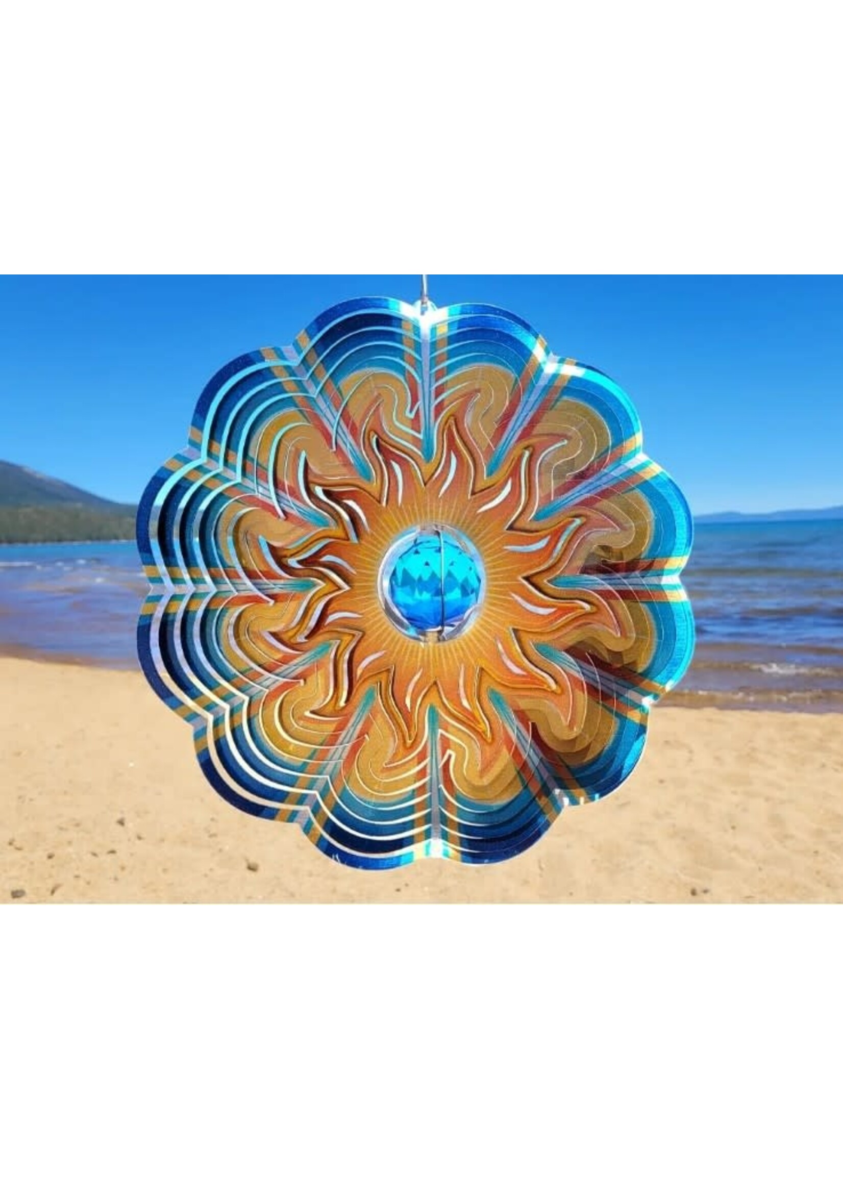 Spinfinity Designs Wind Spinner Crystal Aqua Sun Large 12"