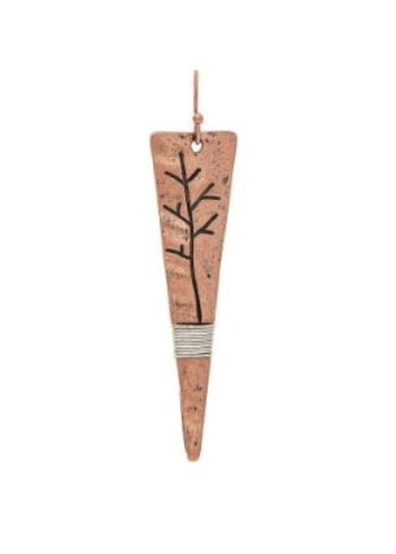Rain Jewelry Copper Engraved Tree Earrings