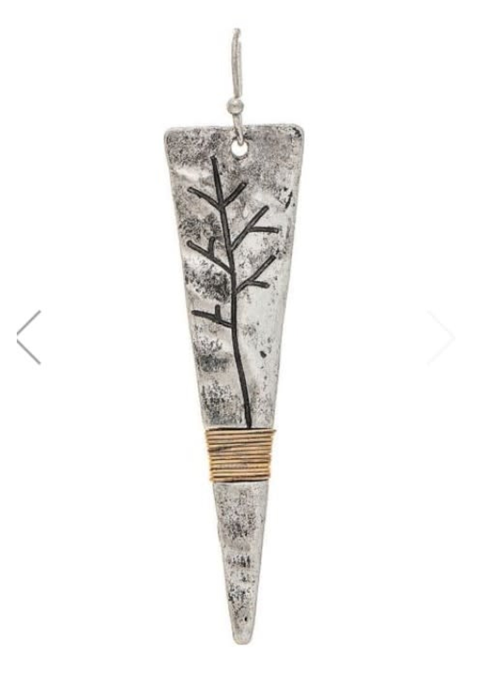 Rain Jewelry Silver Engraved Tree Earrings