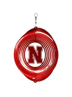 Swen Products Red Nebraska Huskers Swirly Metal Wind Spinner