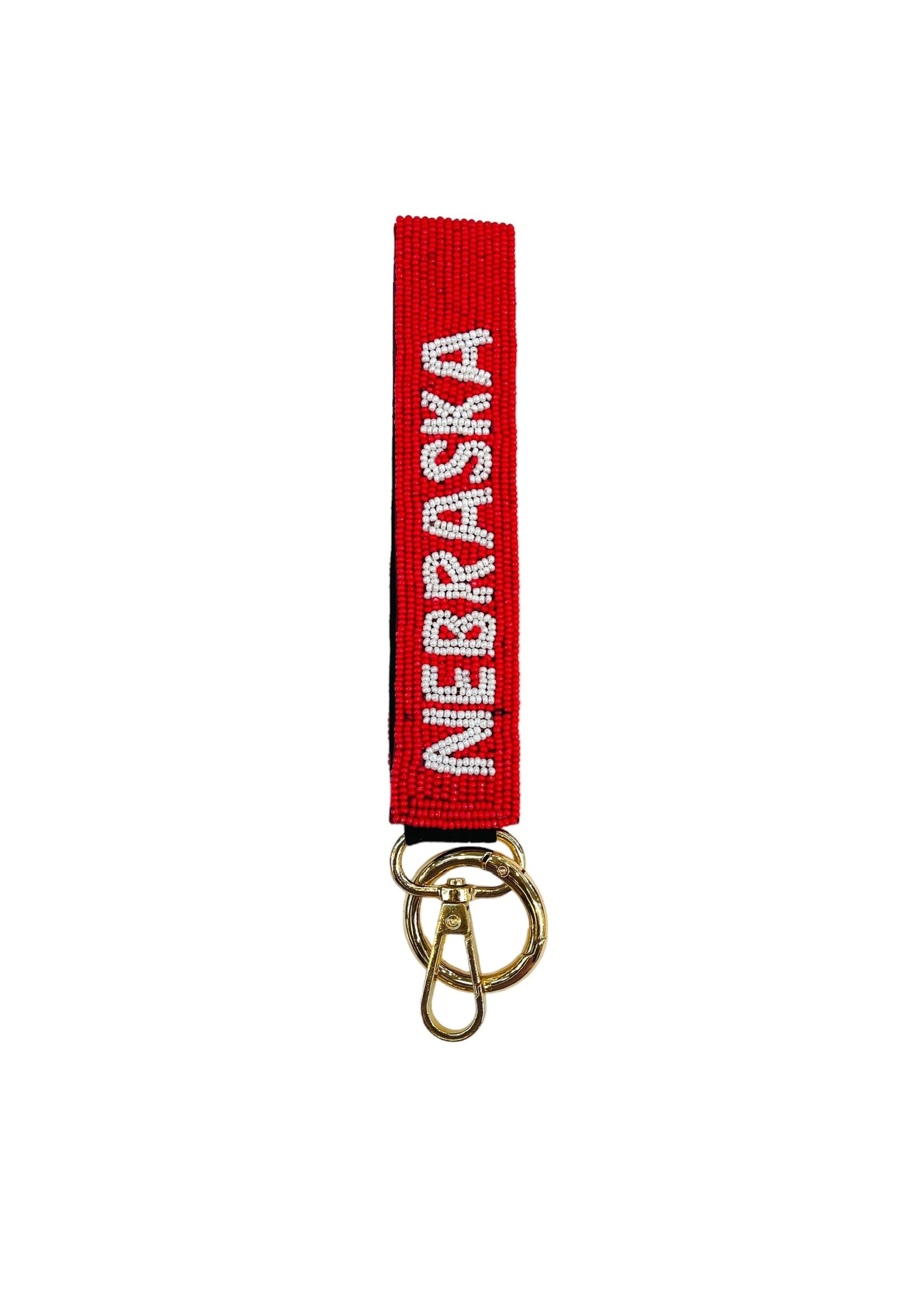 Beaded Nebraska Keychain
