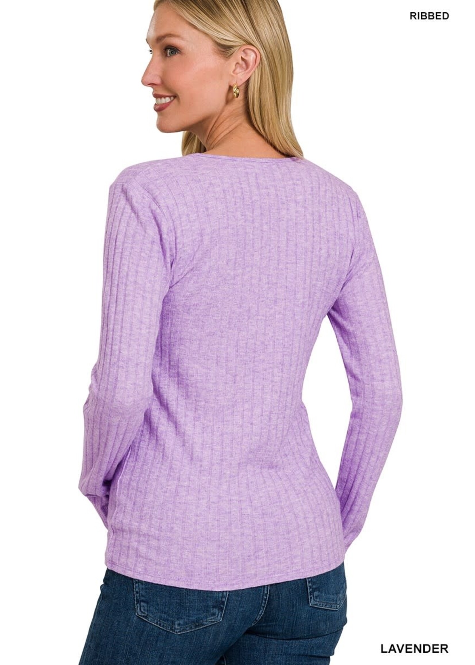 Zenana Ribbed Long Sleeve Button Down Top