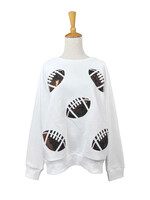 Fashion by Mirabeau White Sequin Football Sweatshirt