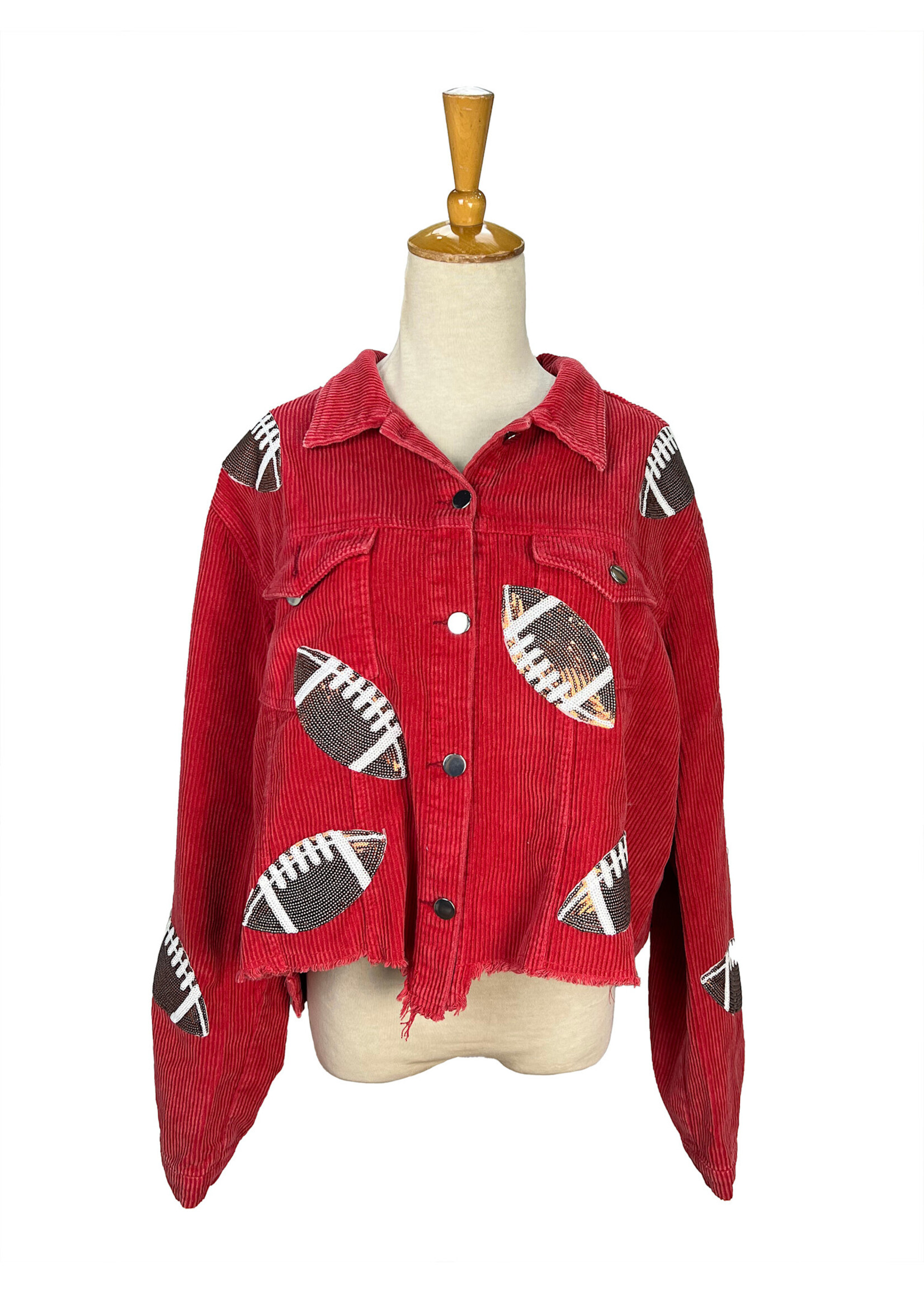 Fashion by Mirabeau Red Corduroy Cropped Game Day Jacket
