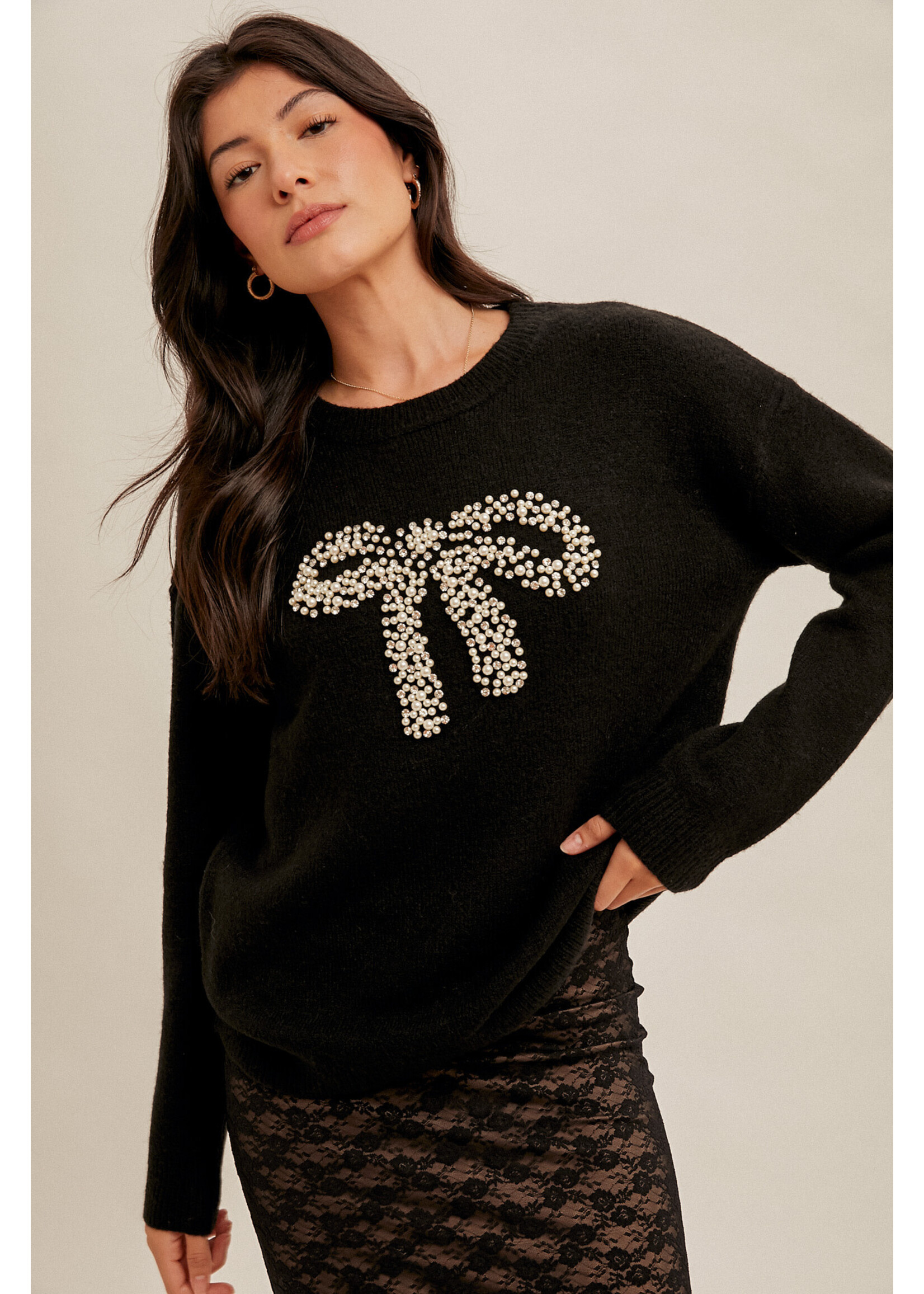 Bow Bending Crew Neck Sweater
