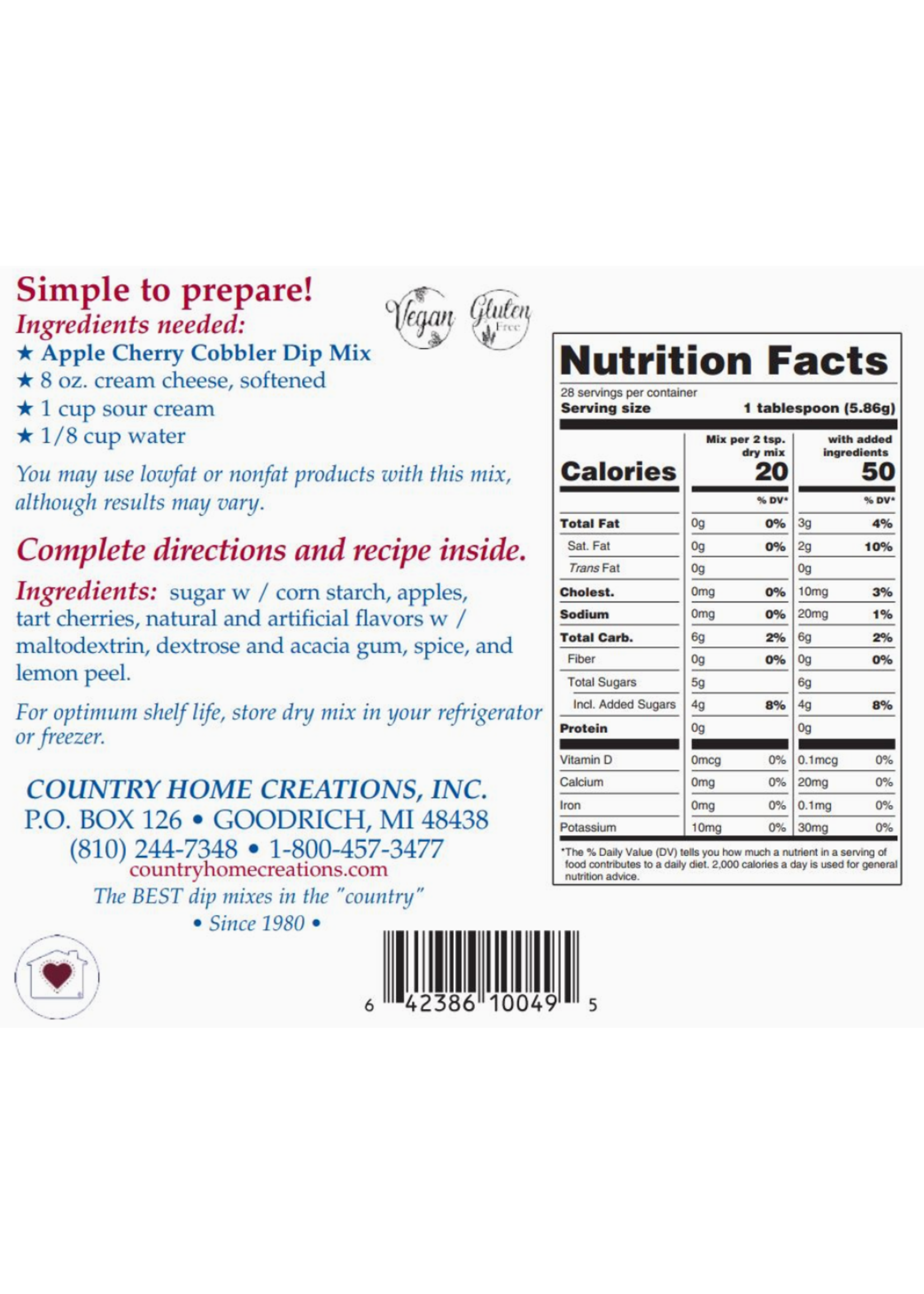 Apple Cherry Cobbler Dip Mix