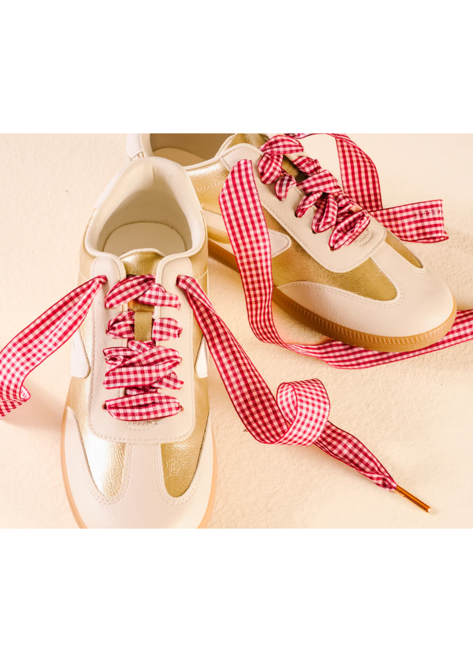 Gingham Red Shoelaces