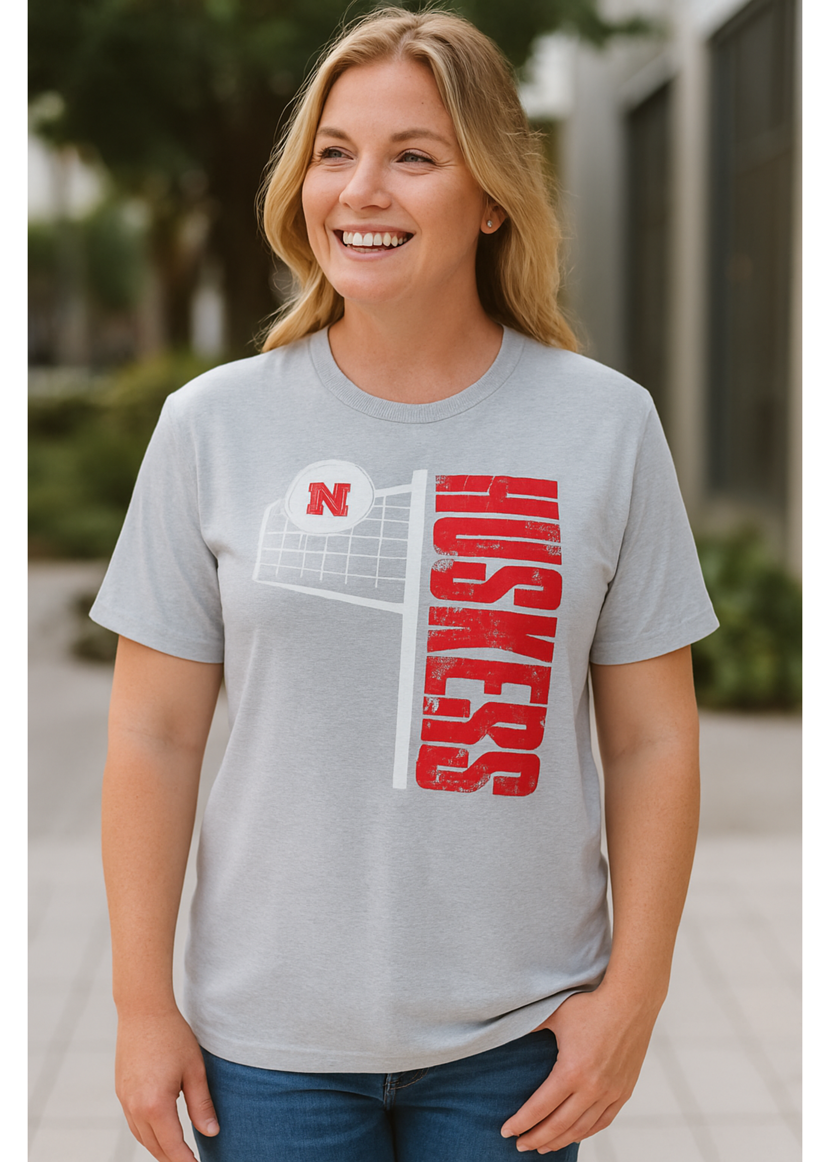 Huskers Volleyball Gray TShirt
