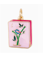 Mahjong Tile Charm Pink Bamboo
