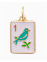 Mahjong Tile Charm Teal Sparrow