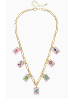 Mahjong Gold Charm Necklace Multi
