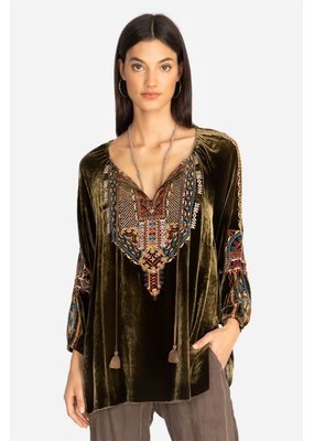 johnny was claude velvet peasant blouse