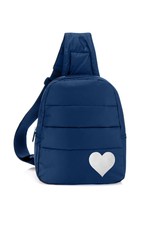 HiLove Crossbody Backpack- Navy with Silver Heart